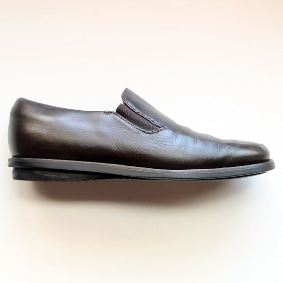 Prada Brown Leather Moc Toe Loafers Slip-on Shoes Size 9 - Picture 11 of 16